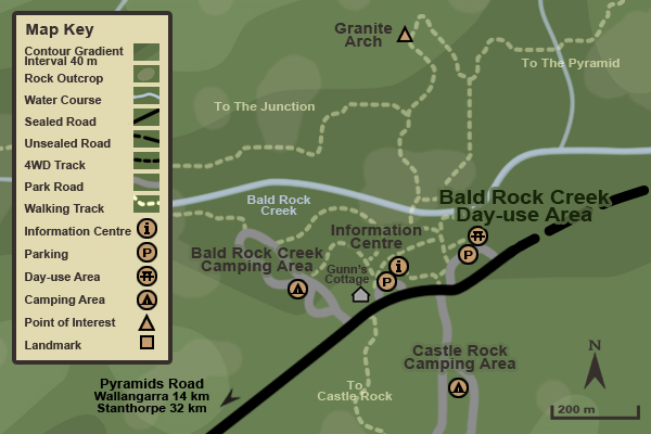 Map showing the Bald Rock Creek Day-use Area
