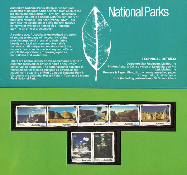 National Parks Stamp Pack interior, 1979