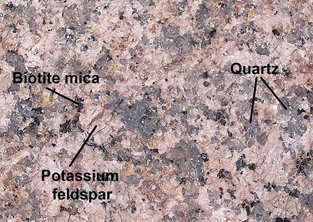 The minerals in granite.