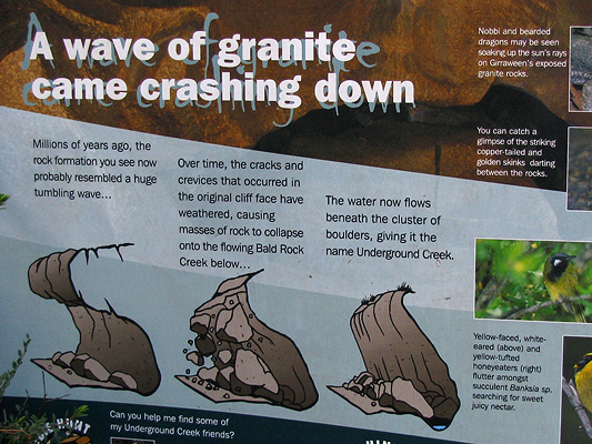 Section of a Park sign, which explains how the formation might have been created.