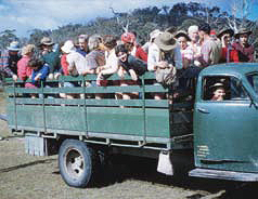 Bill picking up visitors from the Wallangarra train station in his truck.