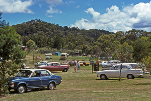 Campers sharing the day-use area, 1976 Easter long weekend.
