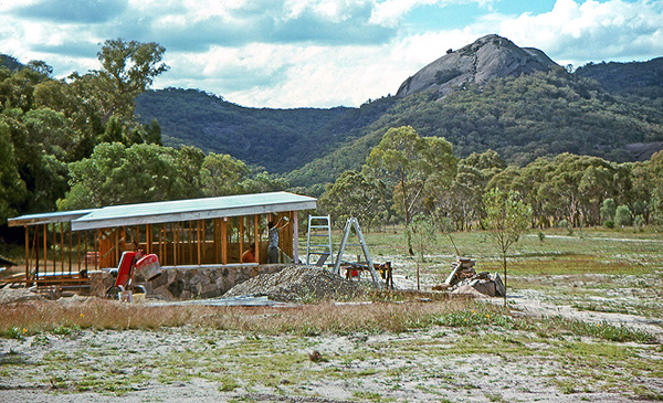 Building the Castle Rock camping area amenities block, July 1977.