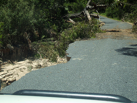 Damage to the eastern end of Pyramids Road.