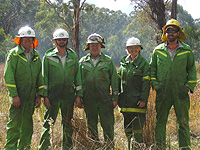 A group of the rangers in their fire gear.