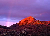 Rainbow and the Pyramid at Sunset