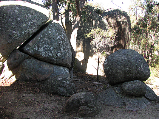 Boulders at the base of the arch.