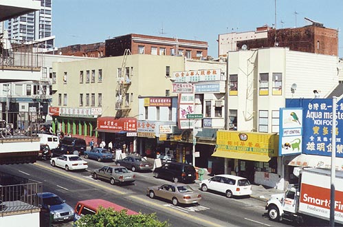 The view looking up the street.