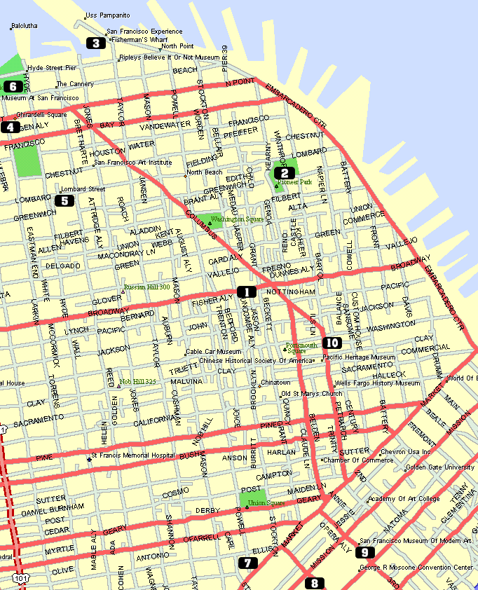 Map of Downtown San Francisco