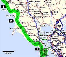 Thumbnail of map of SF to Bodega Bay